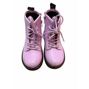 Dr. Martens Toddler Pink Lace-Up Combat Boots with Side Zip-EUC